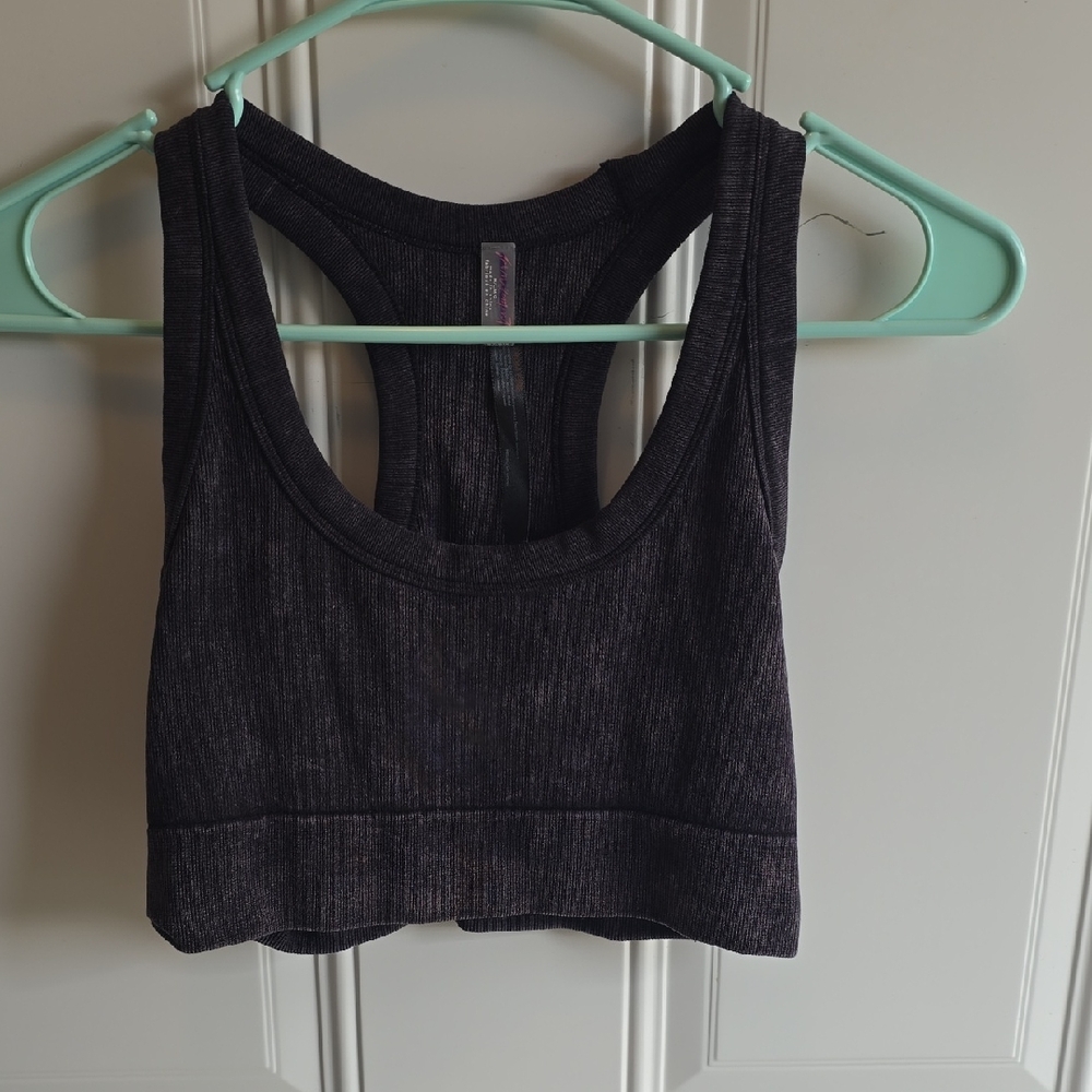Free People Movement washed black Racerback Sports Bra